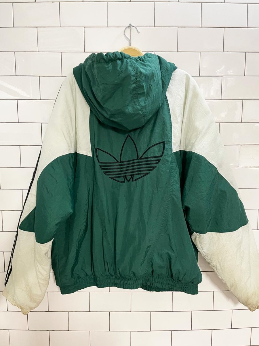 vintage 90s adidas originals hooded puffer coat - good market thrift store