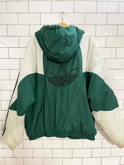 vintage 90s adidas originals hooded puffer coat - good market thrift store