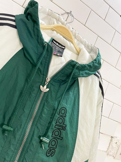 vintage 90s adidas originals hooded puffer coat - good market thrift store