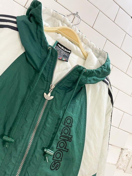 vintage 90s adidas originals hooded puffer coat - good market thrift store