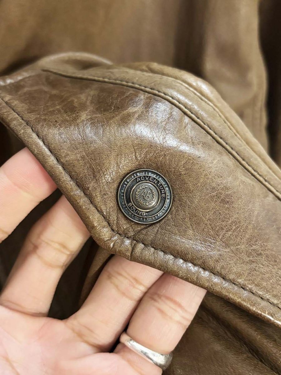 vintage 90s adventure bound leather bomber jacket | wilsons - good market thrift store