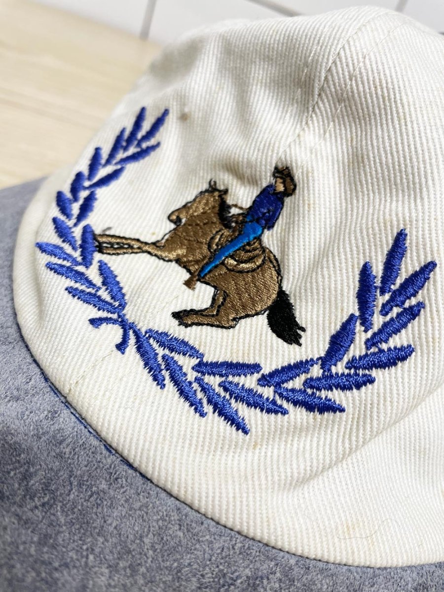 vintage 90s AJM suede brim embroiderd cowboy hat - good market thrift store