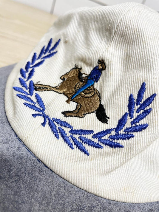 vintage 90s AJM suede brim embroiderd cowboy hat - good market thrift store