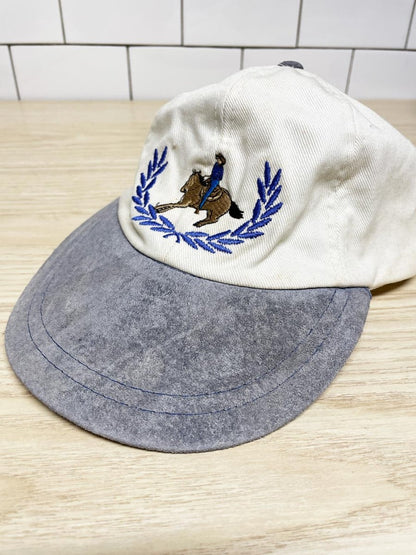 vintage 90s AJM suede brim embroiderd cowboy hat - good market thrift store