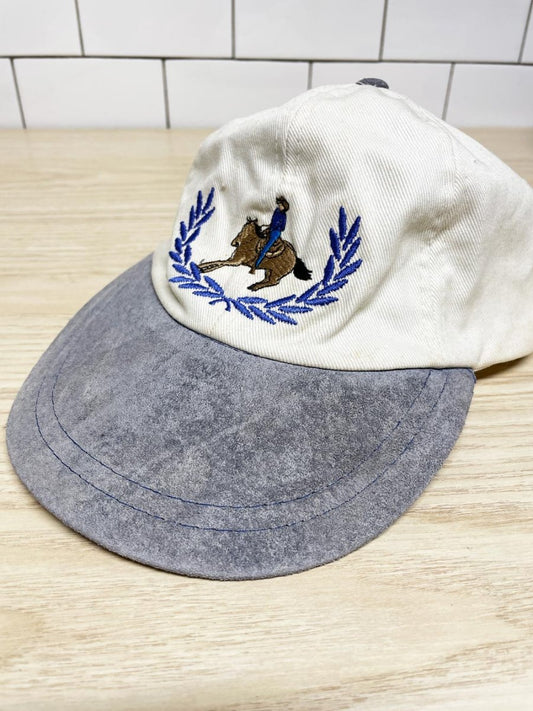 vintage 90s AJM suede brim embroiderd cowboy hat - good market thrift store