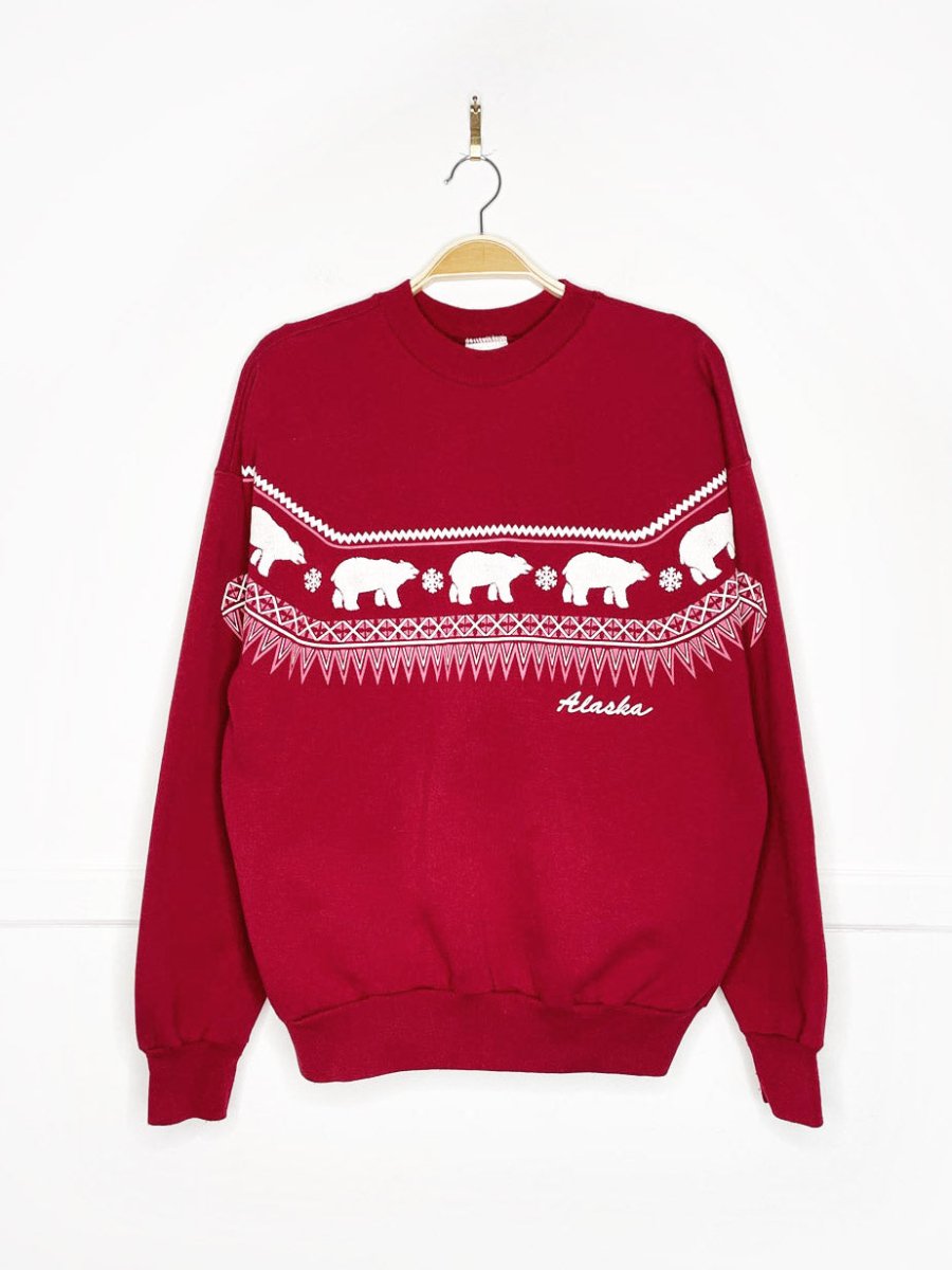 vintage 90s alaska polar bear fair isle sweatshirt | hanes - good market thrift store