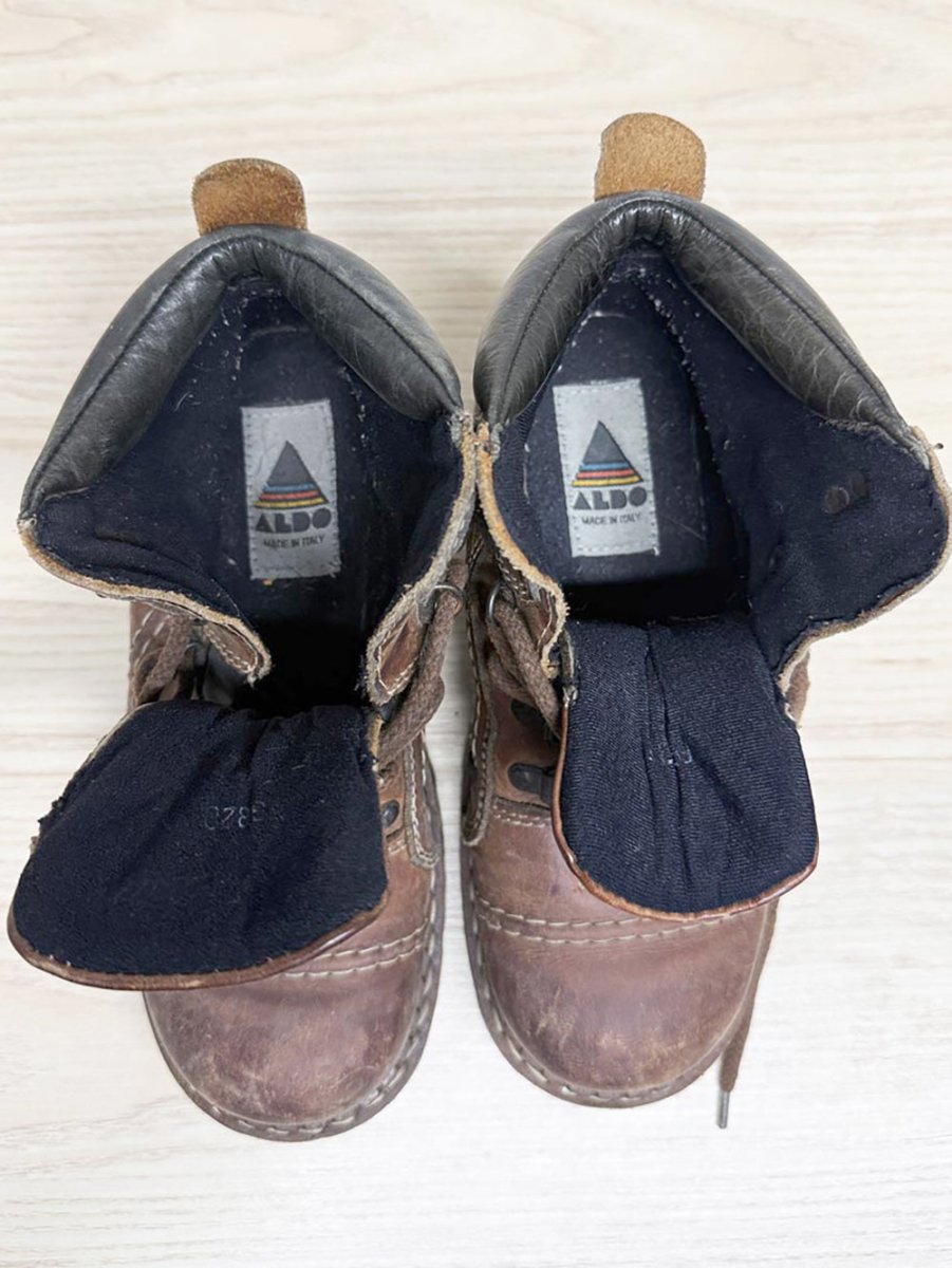 vintage 90s aldo leather lace up chunky sole hiker boot | made in Italy - good market thrift store