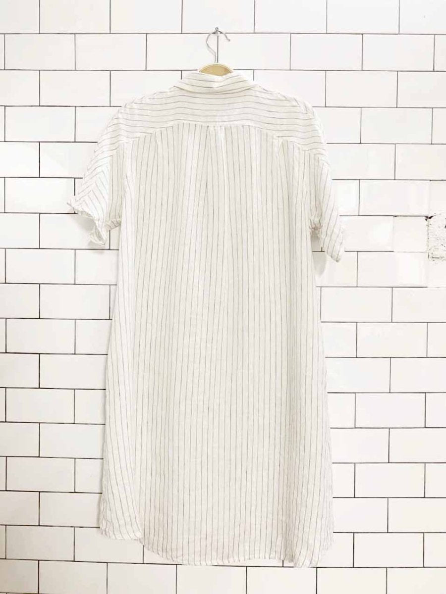 vintage 90s alexia von beck 100% linen striped shirt dress | made in canada - good market thrift store