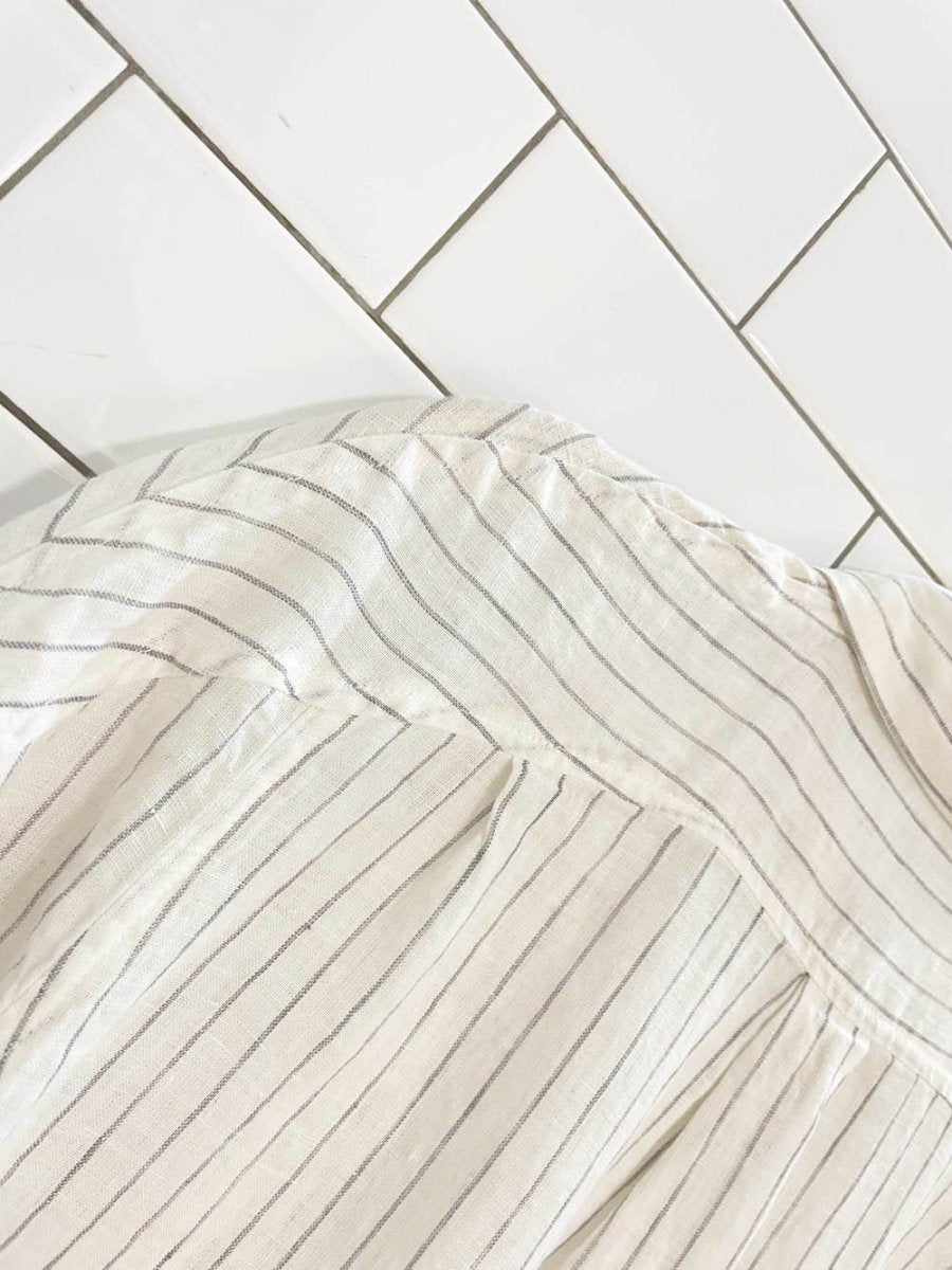 vintage 90s alexia von beck 100% linen striped shirt dress | made in canada - good market thrift store