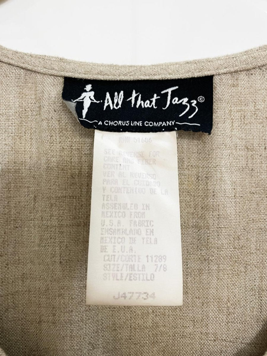 vintage 90s all the jazz linen-blend full button short sleeve maxi dress - good market thrift store