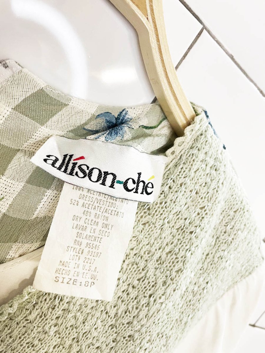 vintage 90s allison che vested floral flowy tie back midi dress | made in USA - good market thrift store