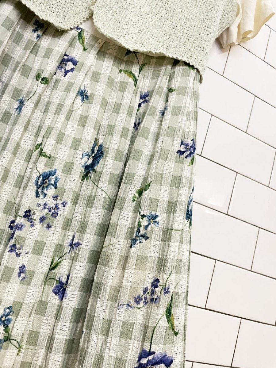 vintage 90s allison che vested floral flowy tie back midi dress | made in USA - good market thrift store
