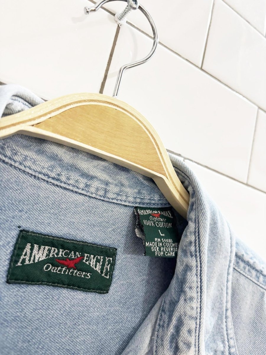 vintage 90s american eagle distressed denim shirt - good market thrift store