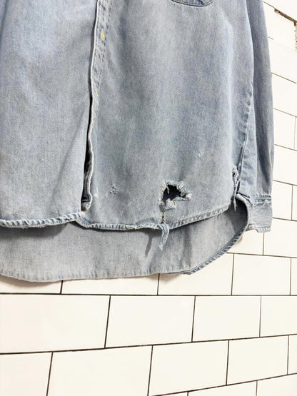 vintage 90s american eagle distressed denim shirt - good market thrift store