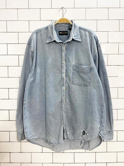 vintage 90s american eagle distressed denim shirt - good market thrift store