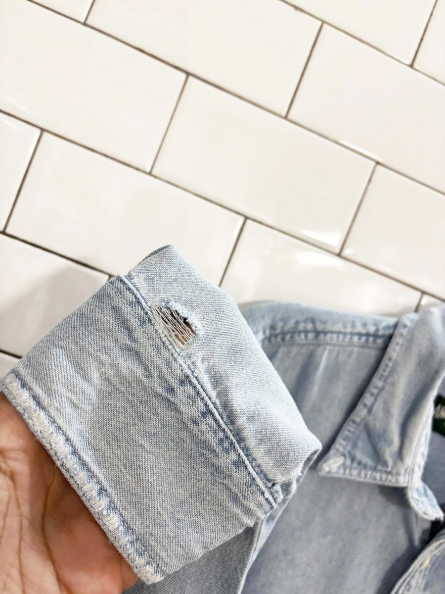 vintage 90s american eagle distressed denim shirt - good market thrift store