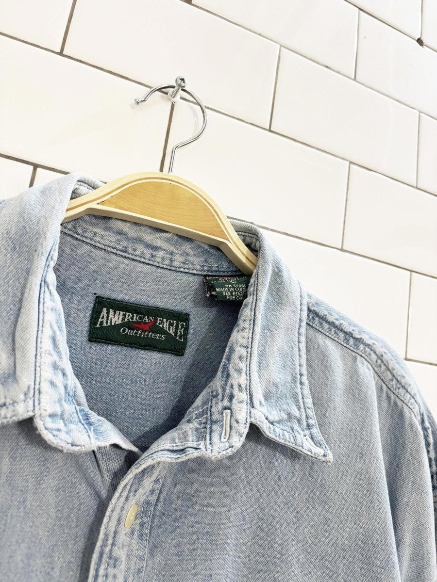 vintage 90s american eagle distressed denim shirt - good market thrift store