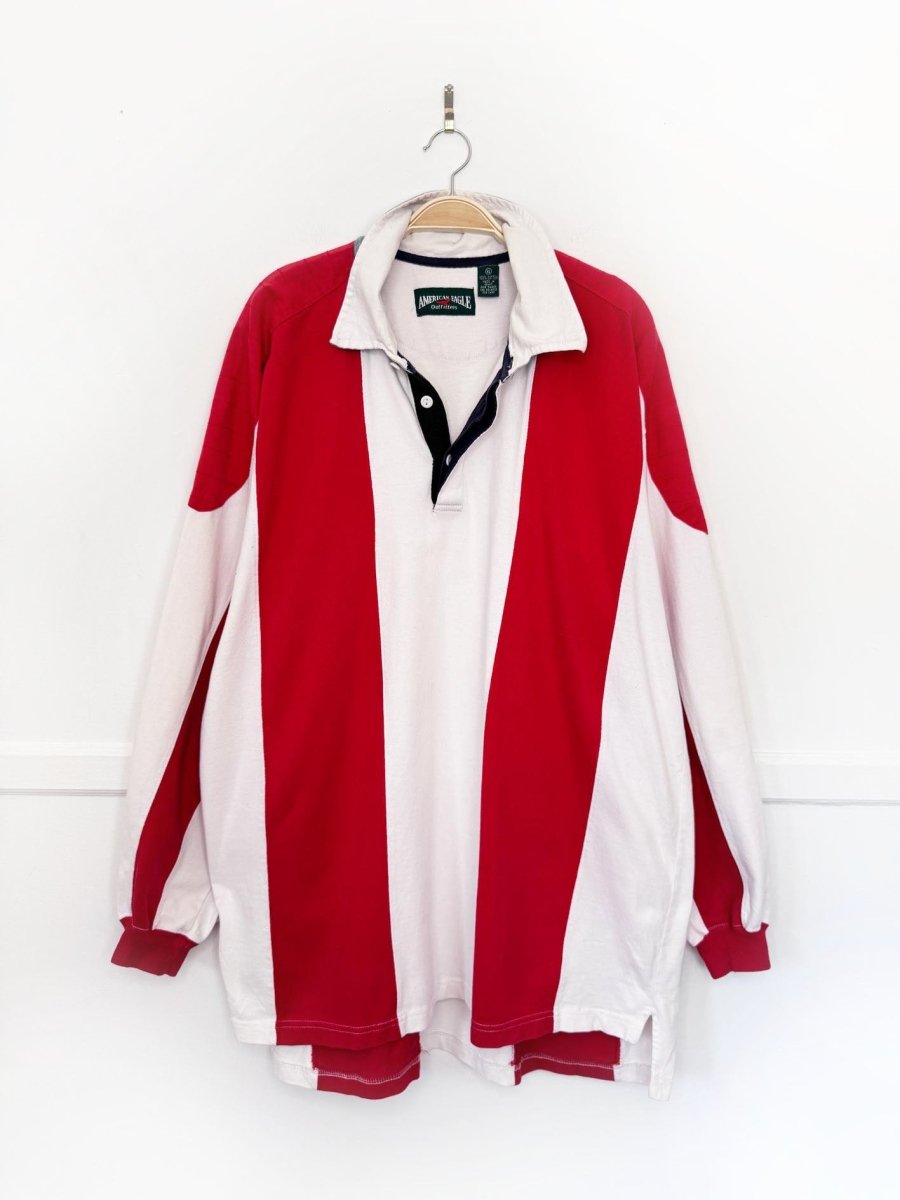 vintage 90s american eagle rugby colour block long sleeve shirt - good market thrift store