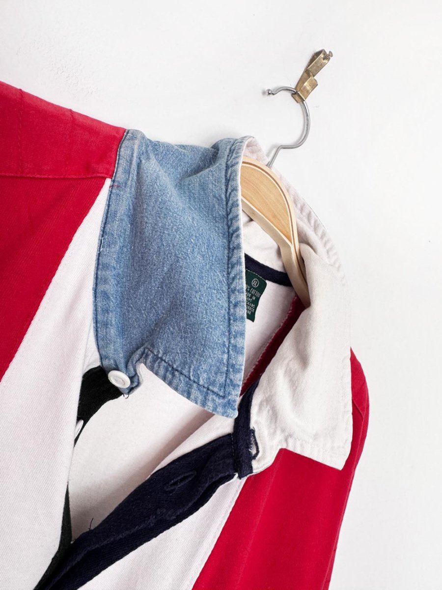 vintage 90s american eagle rugby colour block long sleeve shirt - good market thrift store