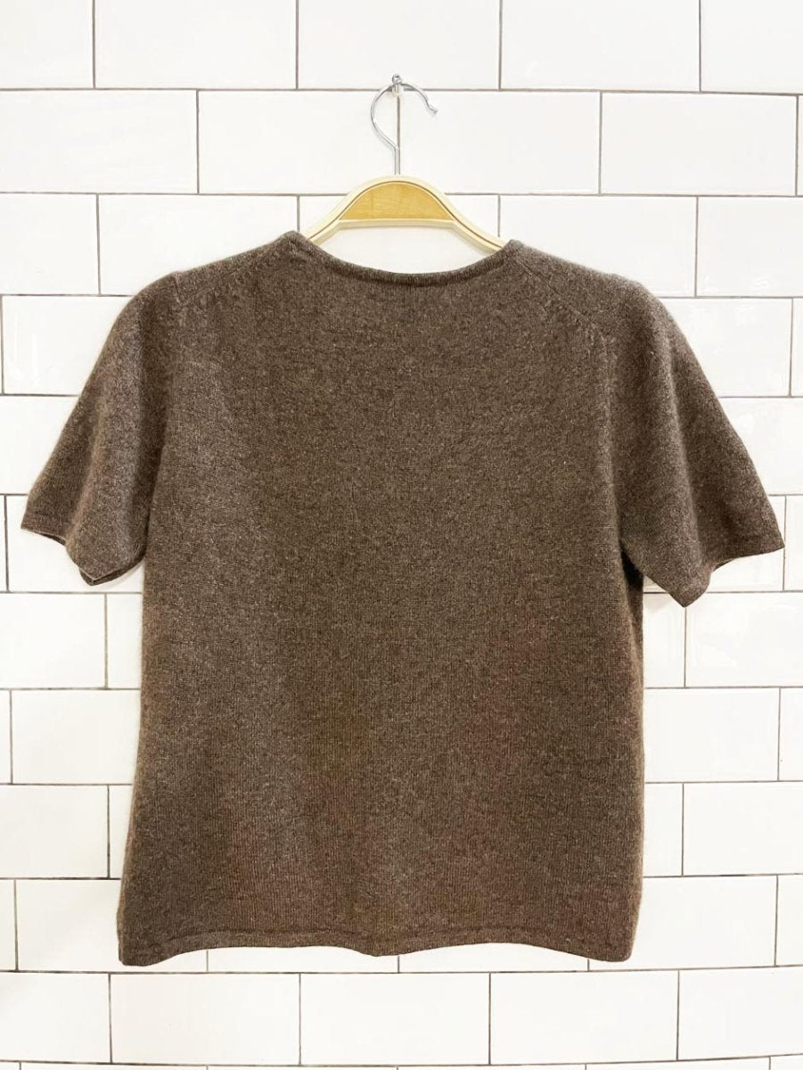 vintage 90s ann taylor 100% cashmere short sleeve knit top - good market thrift store