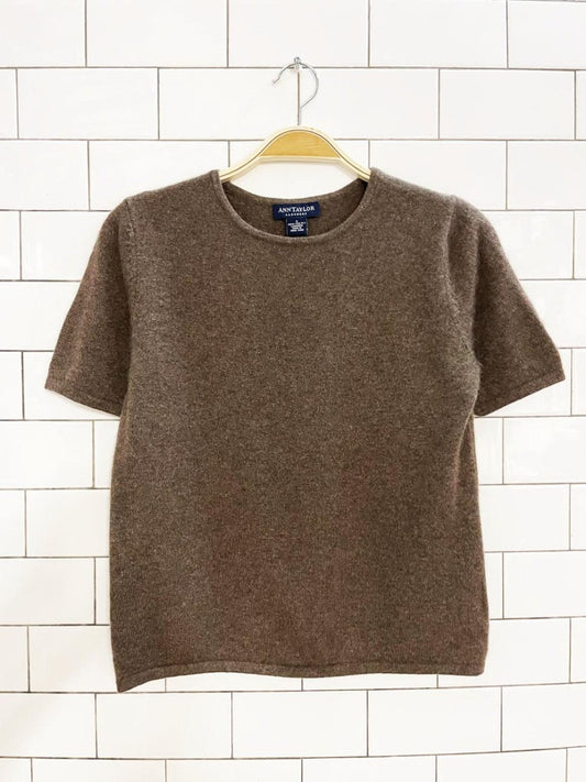 vintage 90s ann taylor 100% cashmere short sleeve knit top - good market thrift store