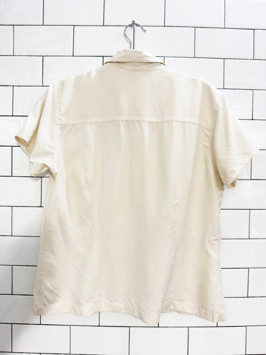 vintage 90s ann taylor 100% silk full button blouse | loft - good market thrift store