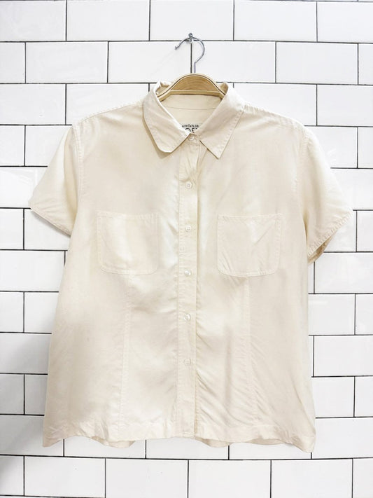 vintage 90s ann taylor 100% silk full button blouse | loft - good market thrift store