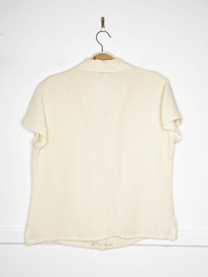 vintage 90s ann taylor 100% silk gauze full button short sleeve shirt - good market thrift store