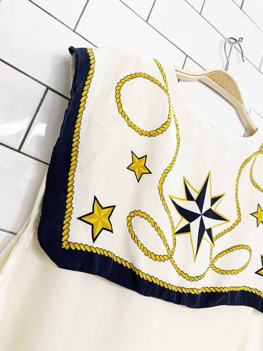 vintage 90s ann taylor 100% silk sailor full button sleeveless blouse | rework - good market thrift store