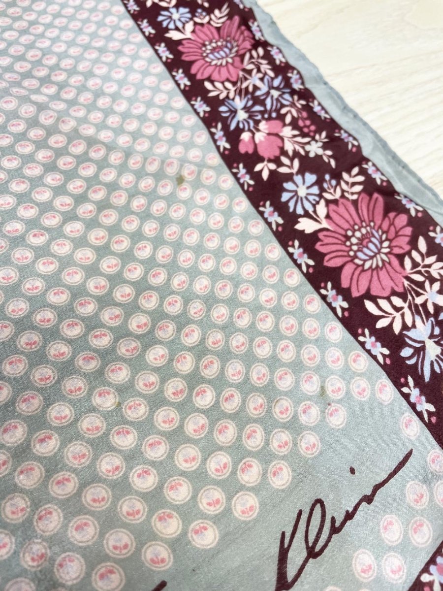 vintage 90s anne klein 100% silk floral square scarf | hand - rolled edge - good market thrift store