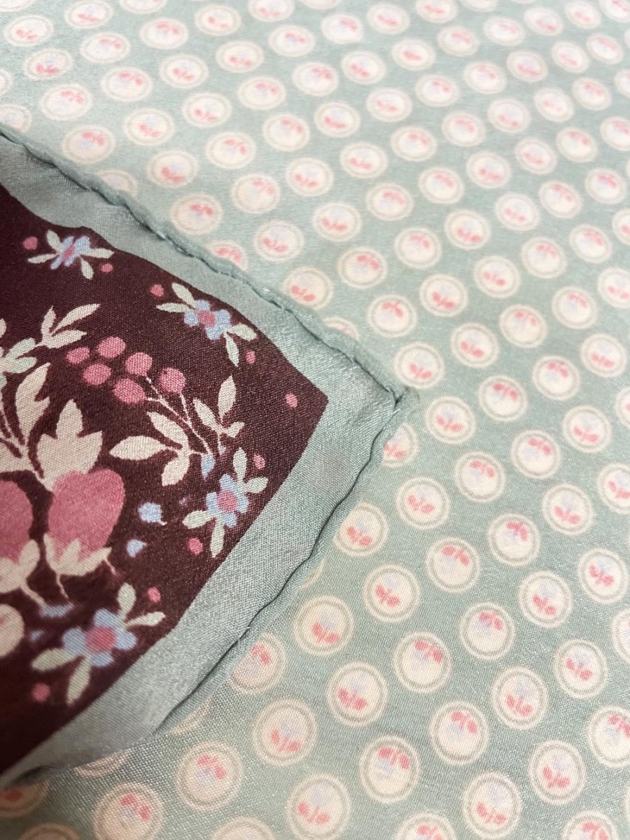 vintage 90s anne klein 100% silk floral square scarf | hand - rolled edge - good market thrift store