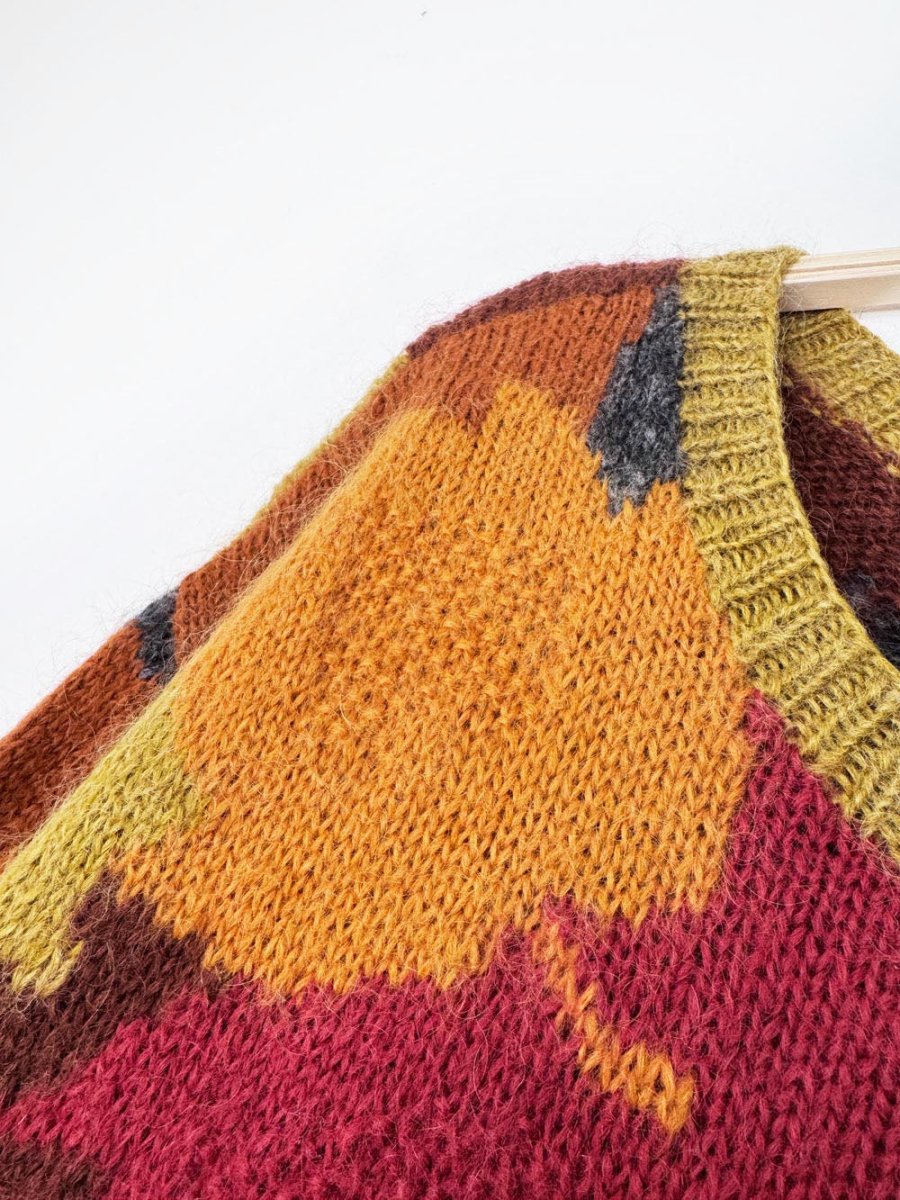 vintage 90s anne klein II kid mohair-blend fall leaves oversized knit sweater - good market thrift store