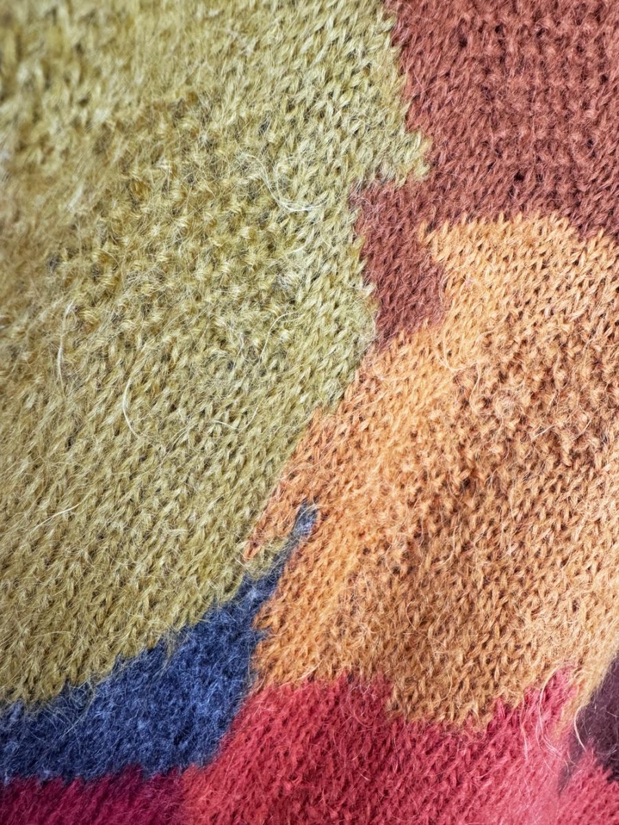 vintage 90s anne klein II kid mohair-blend fall leaves oversized knit sweater - good market thrift store