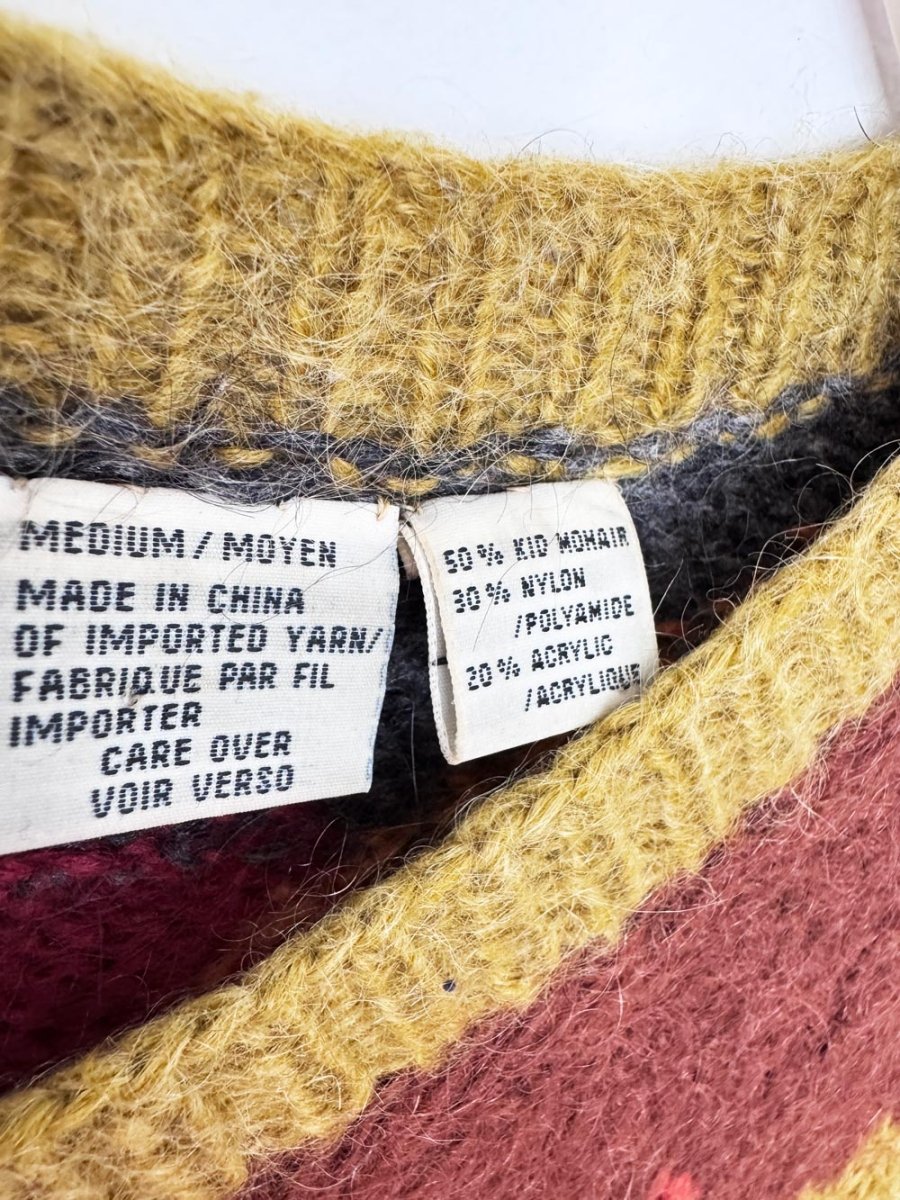 vintage 90s anne klein II kid mohair-blend fall leaves oversized knit sweater - good market thrift store