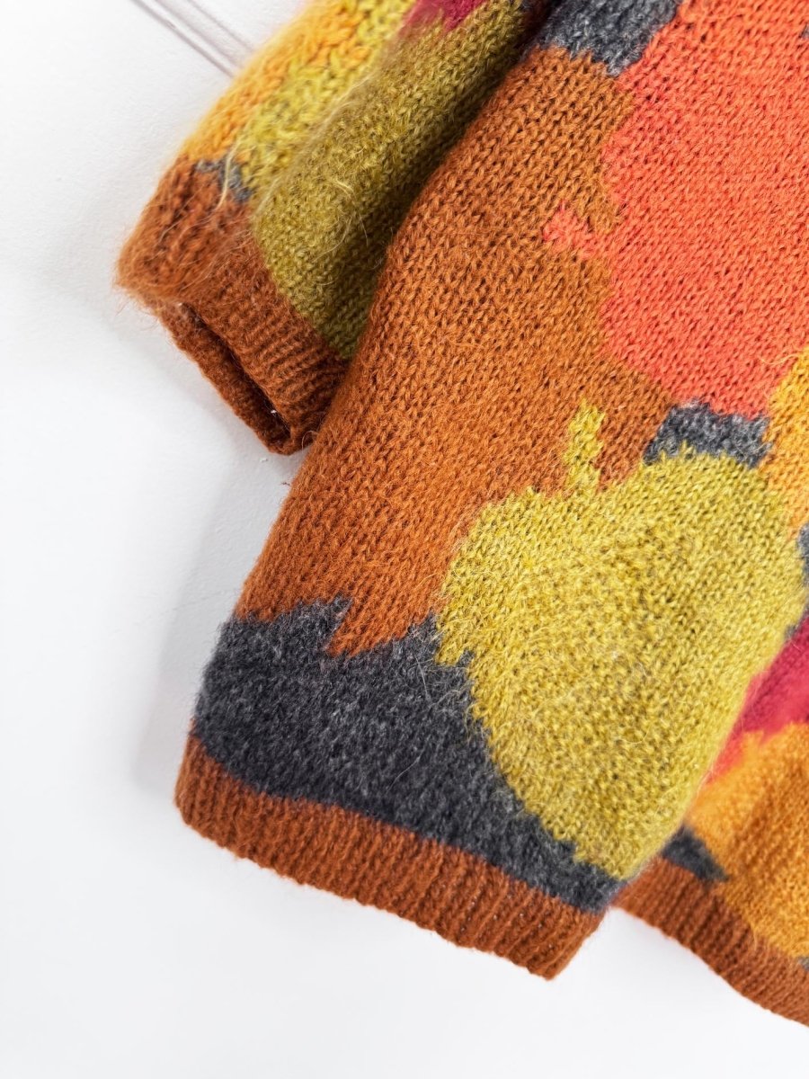 vintage 90s anne klein II kid mohair-blend fall leaves oversized knit sweater - good market thrift store