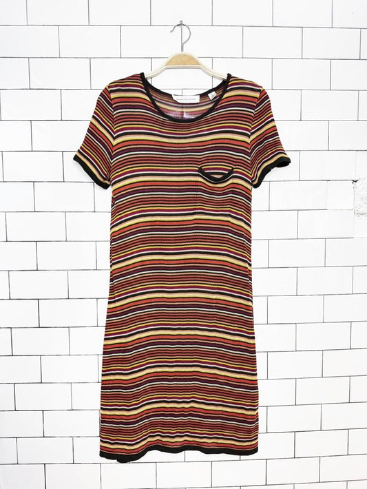 vintage 90s anne klein II striped knit pocket t-shirt dress | made in Italy - good market thrift store