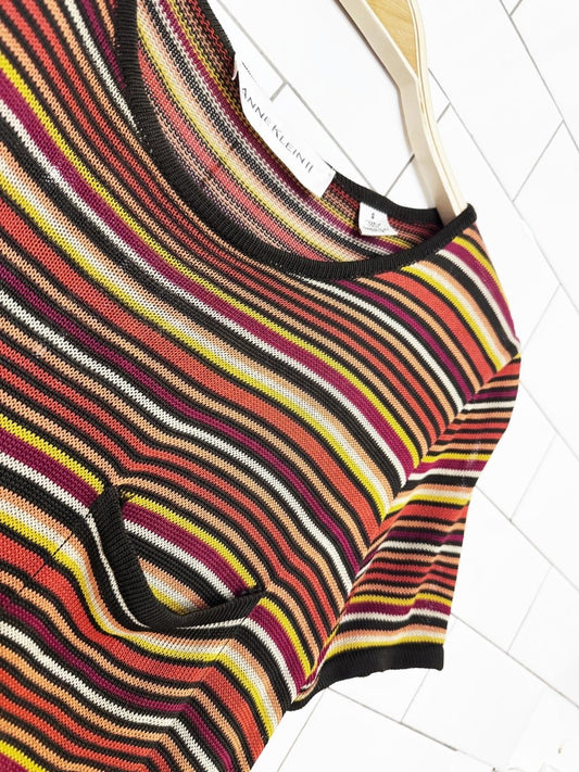 vintage 90s anne klein II striped knit pocket t-shirt dress | made in Italy - good market thrift store