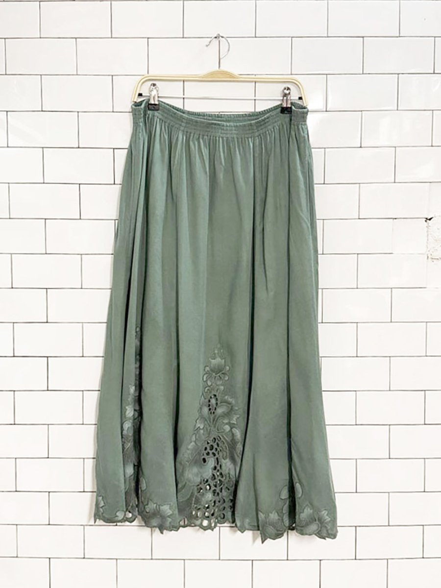 vintage 90s antels lace detail flowy mixi maxi skirt - good market thrift store