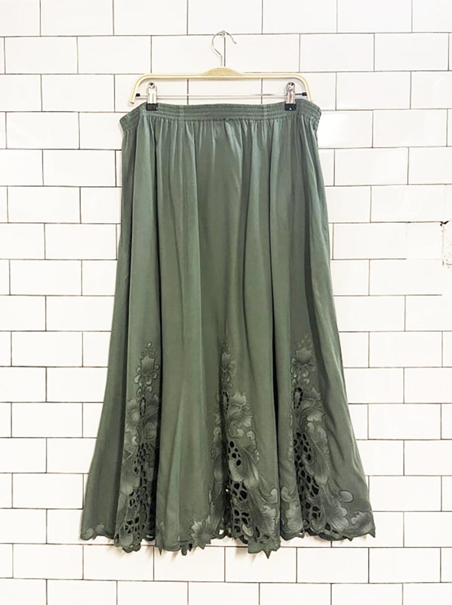 vintage 90s antels lace detail flowy mixi maxi skirt - good market thrift store