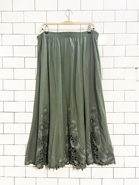 vintage 90s antels lace detail flowy mixi maxi skirt - good market thrift store