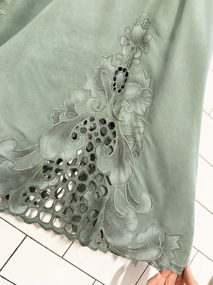 vintage 90s antels lace detail flowy mixi maxi skirt - good market thrift store