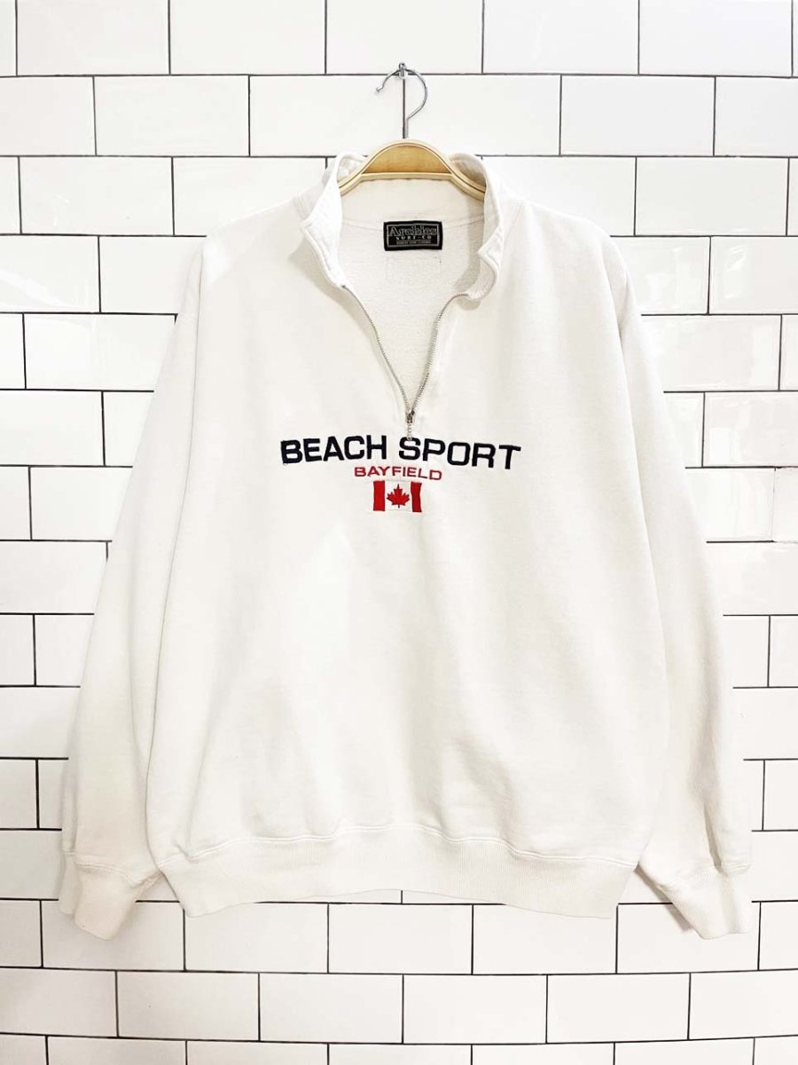 vintage 90s archie's surf shop beach club 1/4 zip cottage sweatshirt - good market thrift store