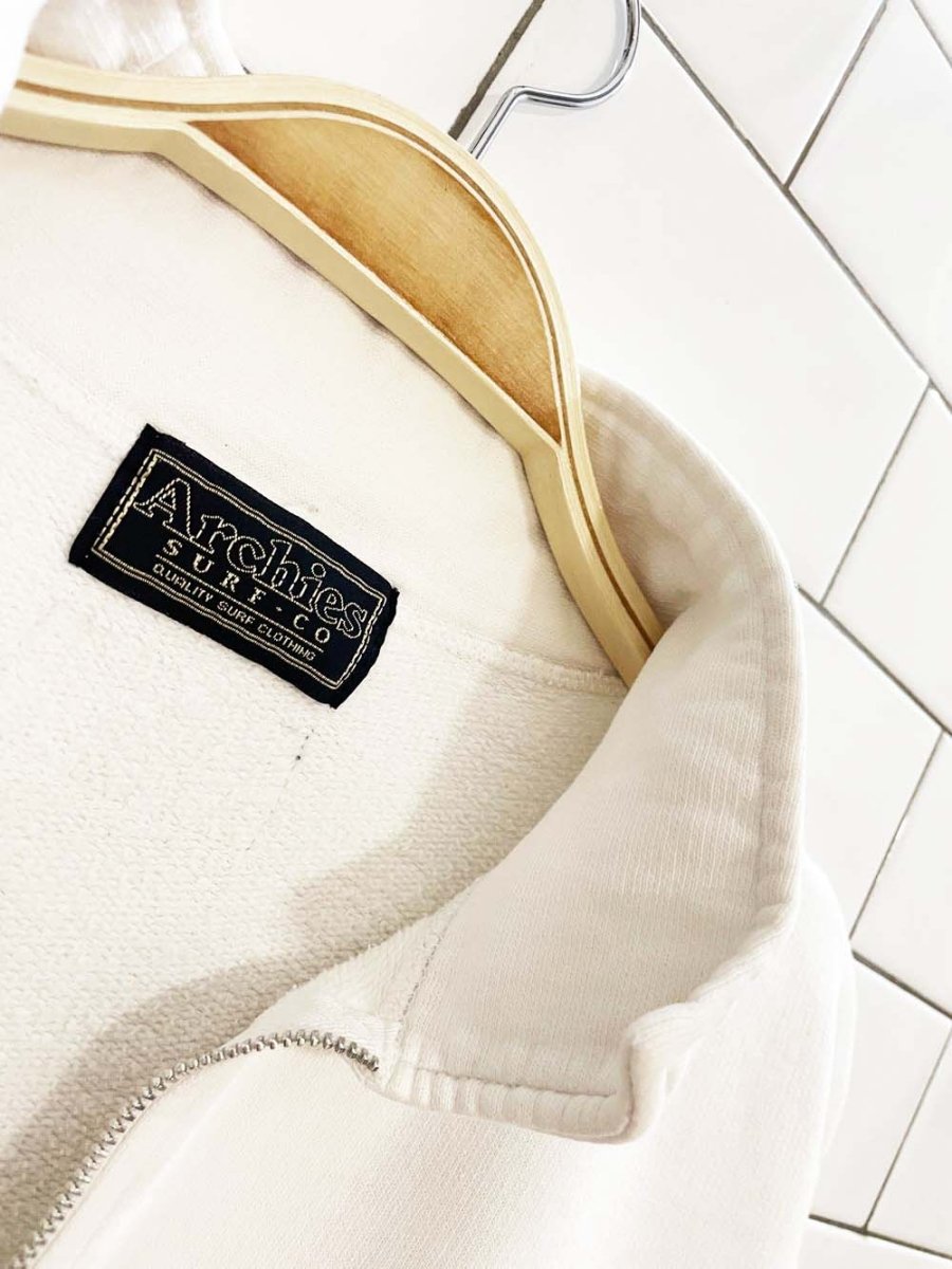 vintage 90s archie's surf shop beach club 1/4 zip cottage sweatshirt - good market thrift store