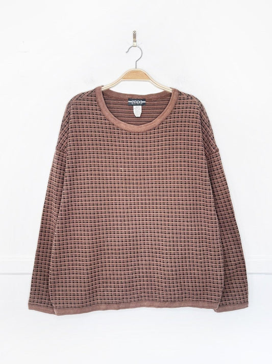 vintage 90s area 2703 boxy grunge waffle long sleeve top | made in USA - good market thrift store