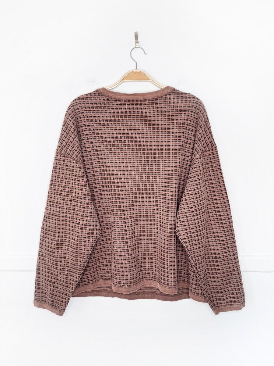 vintage 90s area 2703 boxy grunge waffle long sleeve top | made in USA - good market thrift store