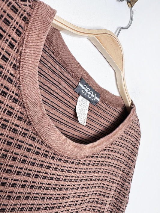 vintage 90s area 2703 boxy grunge waffle long sleeve top | made in USA - good market thrift store