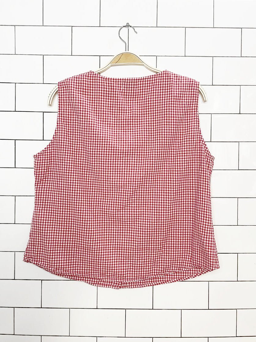 vintage 90s ash creek cowboy boot gingham sleeveless shirt - good market thrift store