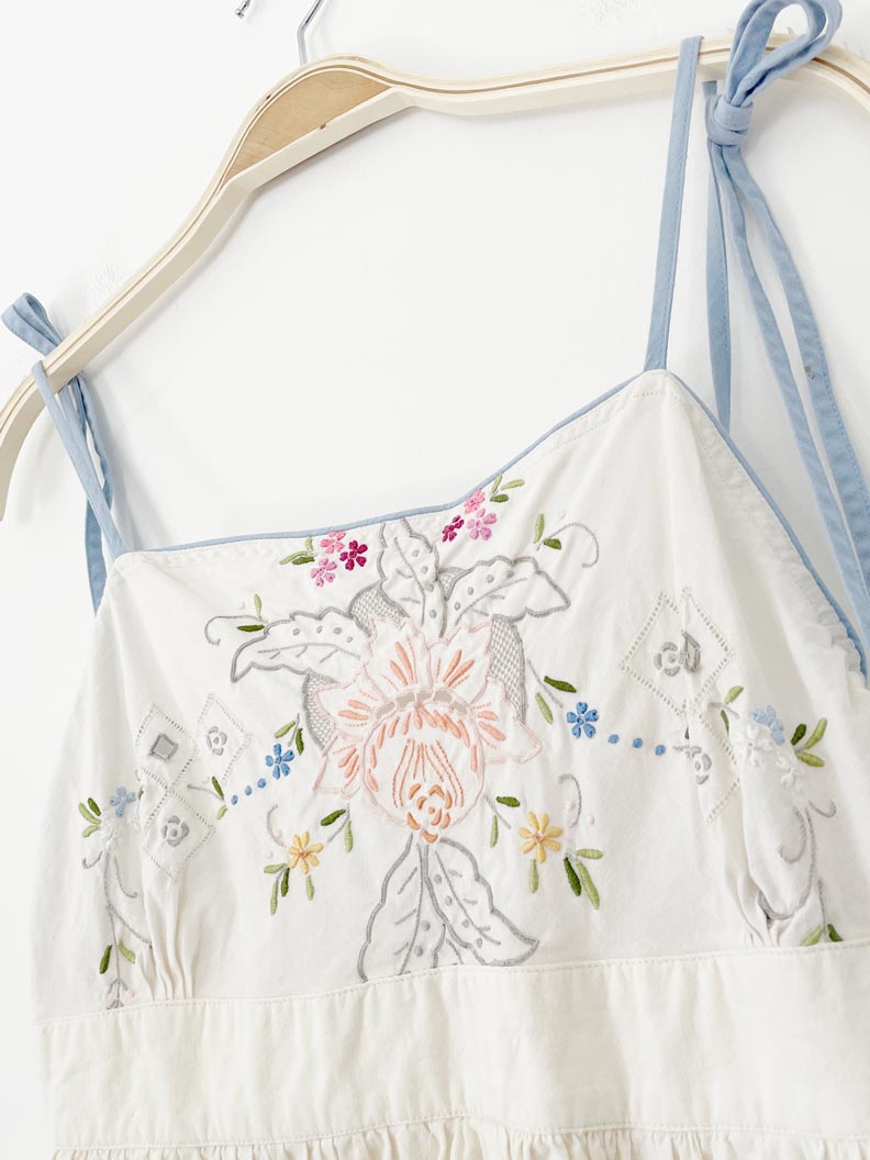 vintage 90s at&co floral embroidered tiered prairie maxi dress - good market thrift store