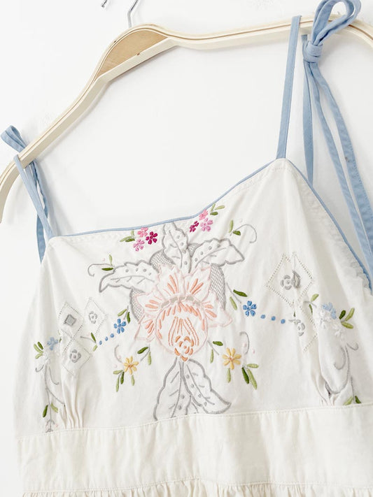 vintage 90s at&co floral embroidered tiered prairie maxi dress - good market thrift store