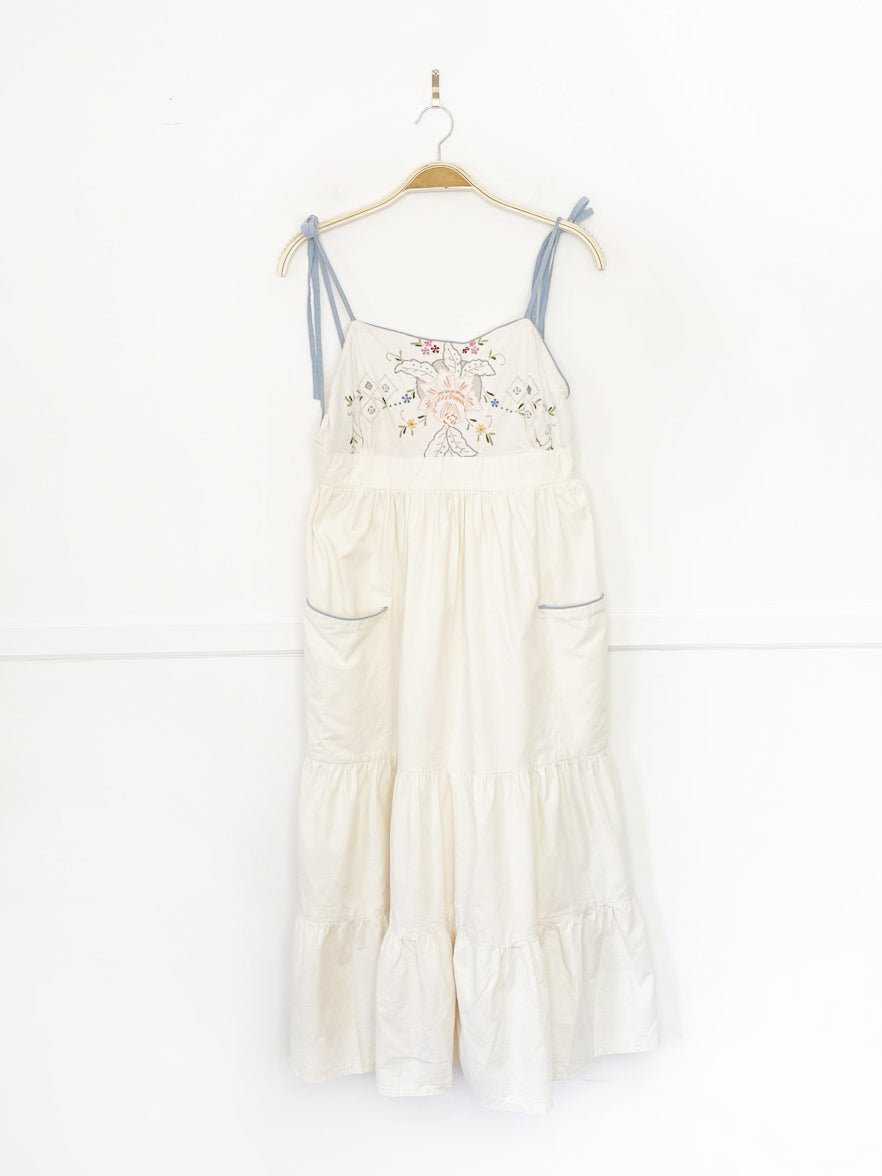 vintage 90s at&co floral embroidered tiered prairie maxi dress - good market thrift store